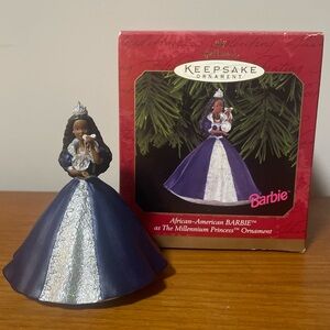 Hallmark Keepsake Ornament African American Barbie / Millennium Princess / 1999